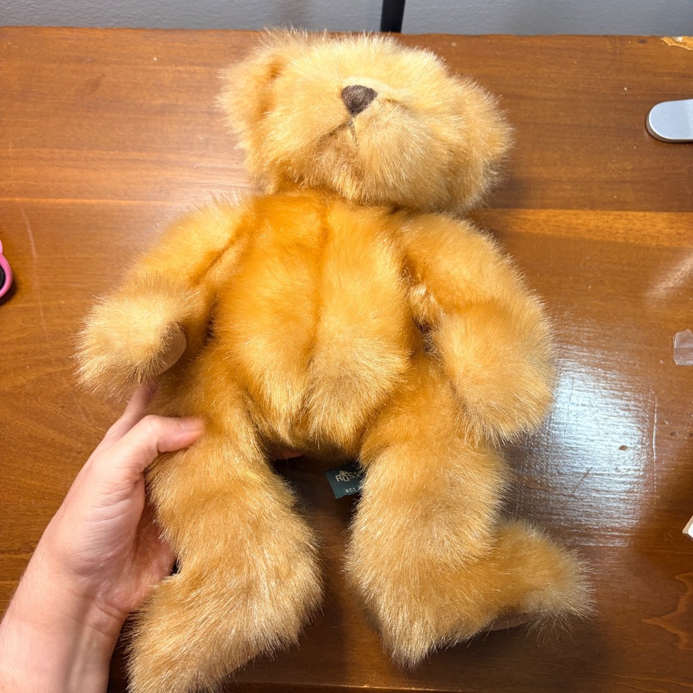 Russ Berrie Pennington Teddy Bear Plush Golden Brown Jointed 14"